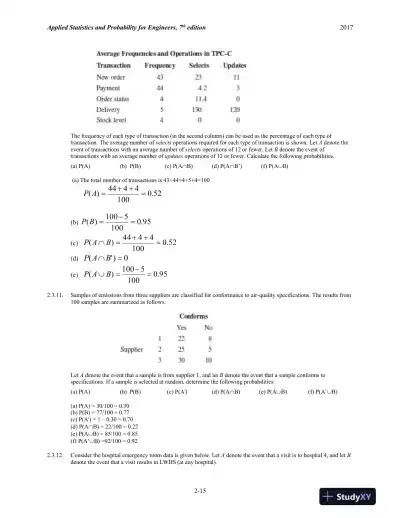 Solution Manual for Applied Statistics and Probability for Engineers, 7th Edition - Page 16 preview image