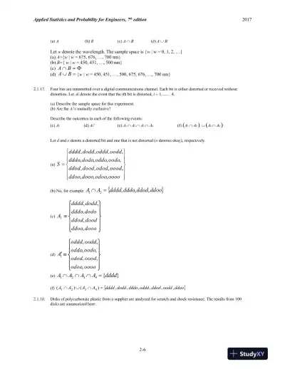 Solution Manual for Applied Statistics and Probability for Engineers, 7th Edition - Page 7 preview image