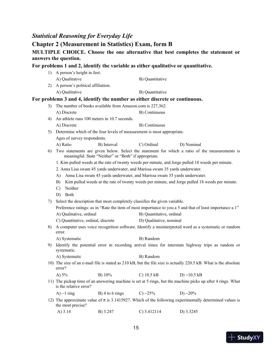 Statistical Reasoning for Everyday Life, 5th Edition Test Bank, page 18