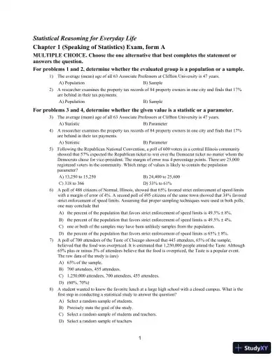 Statistical Reasoning for Everyday Life, 5th Edition Test Bank - Page 4 preview image