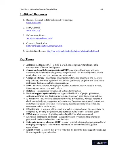 Principles Of Information Systems, 10th Edition Lecture Notes - Page 12 preview image