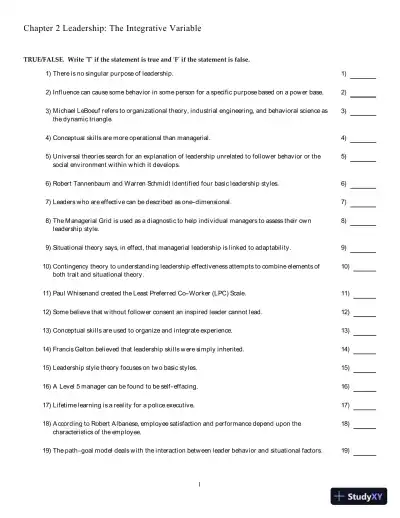 Test Bank for Organizational Behavior And Management In Law Enforcement, 4th Edition - Page 12 preview image