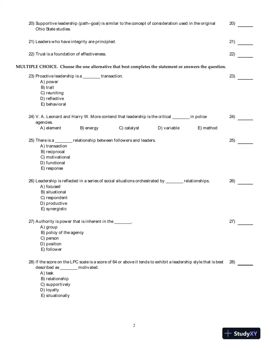 Test Bank for Organizational Behavior And Management In Law Enforcement, 4th Edition, page 13