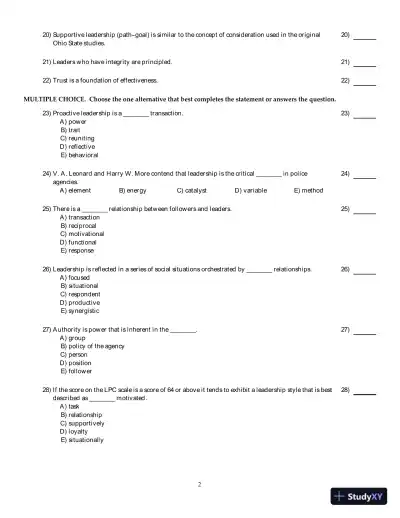 Test Bank for Organizational Behavior And Management In Law Enforcement, 4th Edition - Page 13 preview image