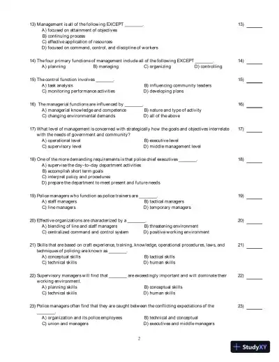Test Bank for Organizational Behavior And Management In Law Enforcement, 4th Edition - Page 3 preview image