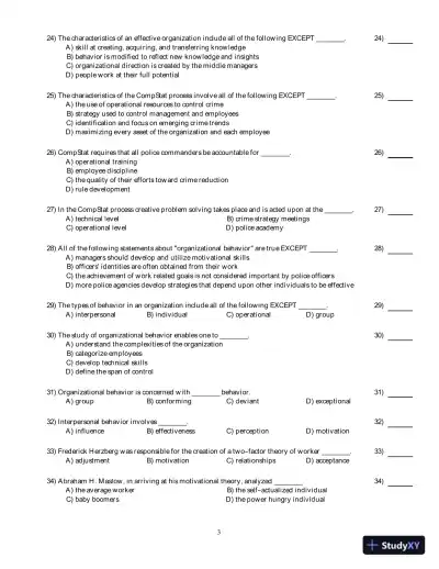 Test Bank for Organizational Behavior And Management In Law Enforcement, 4th Edition - Page 4 preview image
