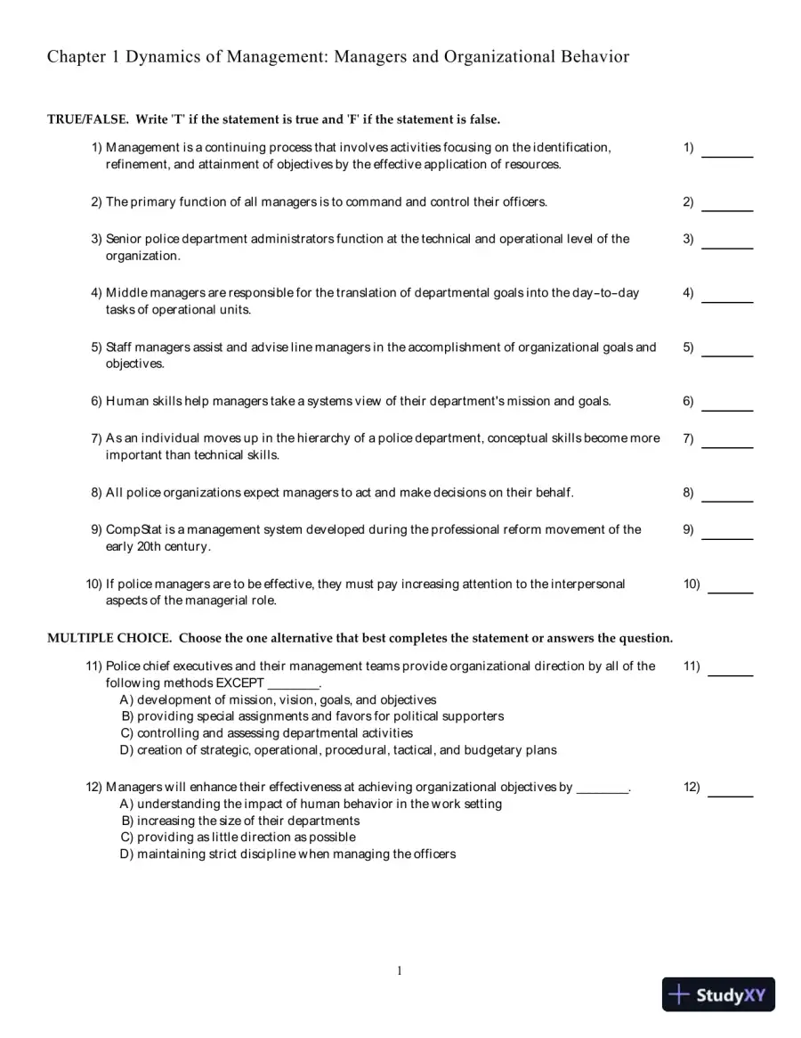 Test Bank for Organizational Behavior And Management In Law Enforcement, 4th Edition, page 7