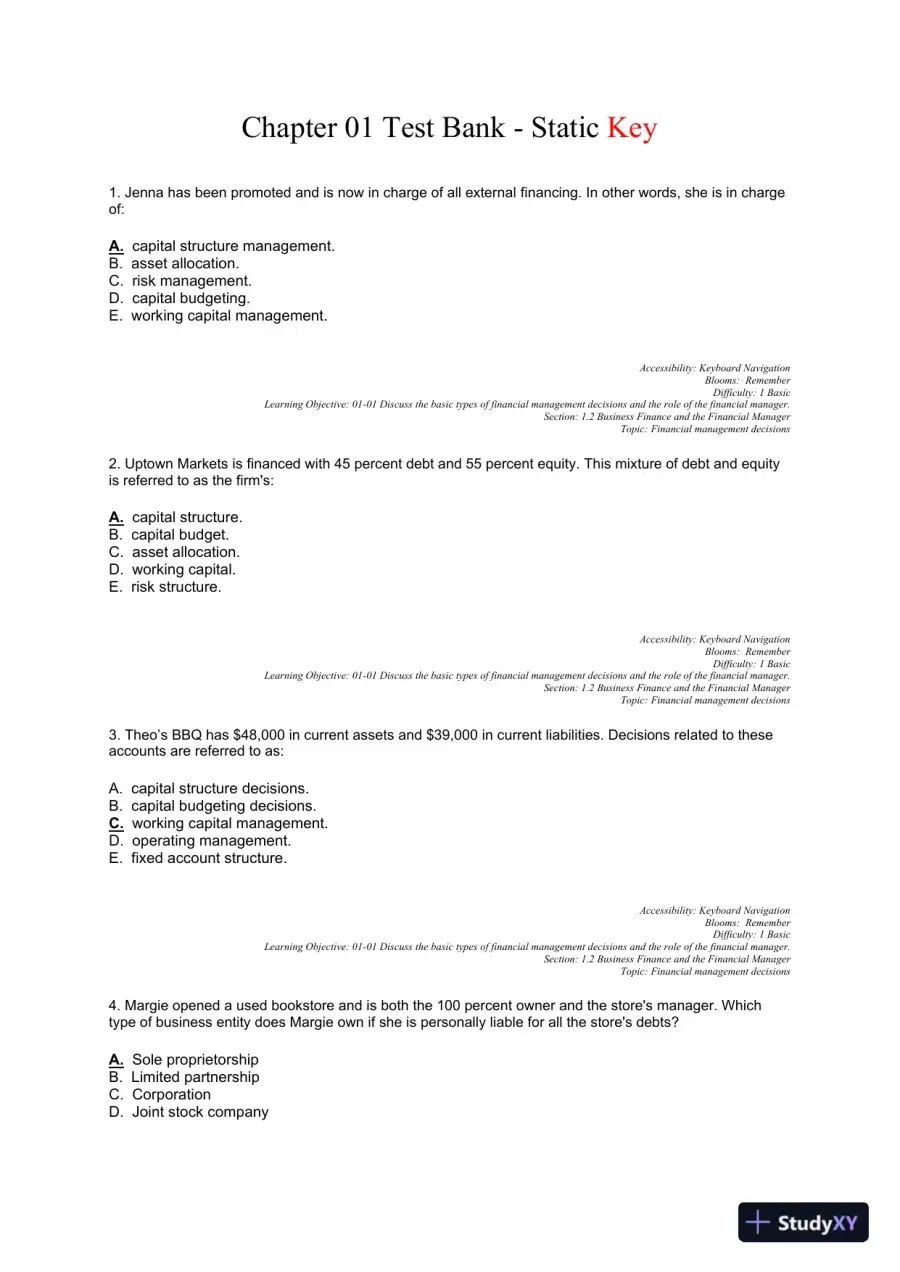 Essentials of Corporate Finance (Mcgraw-hill/Irwin Series in Finance, Insurance, and Real Estate) 9th Edition Test Bank, page 13