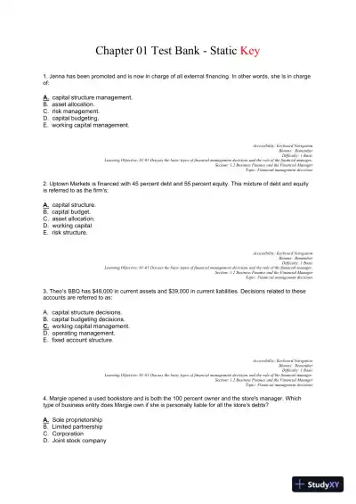 Essentials of Corporate Finance (Mcgraw-hill/Irwin Series in Finance, Insurance, and Real Estate) 9th Edition Test Bank - Page 13 preview image