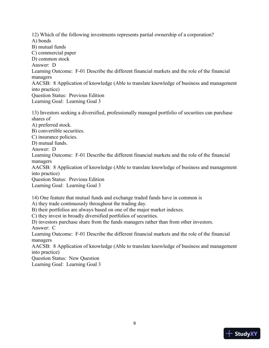 Test Bank For Fundamentals of Investing, 13th Edition, page 10