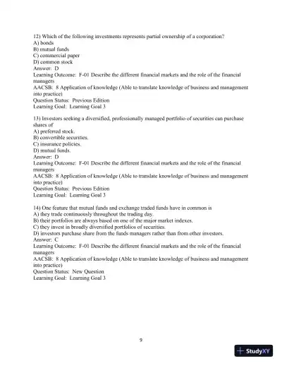 Test Bank For Fundamentals of Investing, 13th Edition - Page 10 preview image