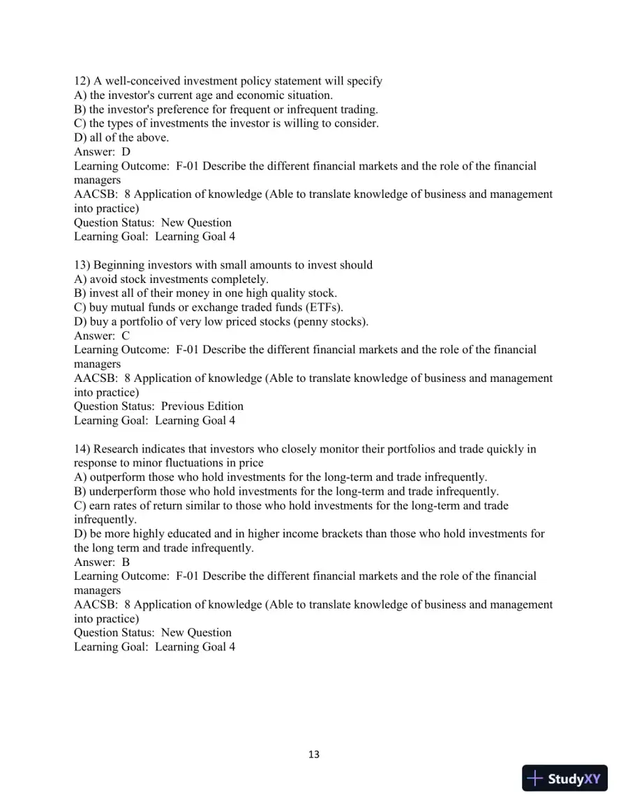 Test Bank For Fundamentals of Investing, 13th Edition, page 14