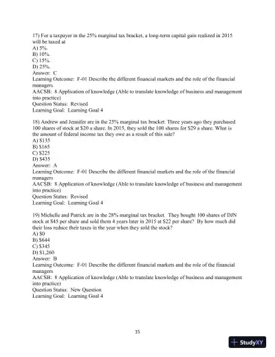 Test Bank For Fundamentals of Investing, 13th Edition - Page 16 preview image