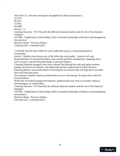Test Bank For Fundamentals of Investing, 13th Edition - Page 26 preview image