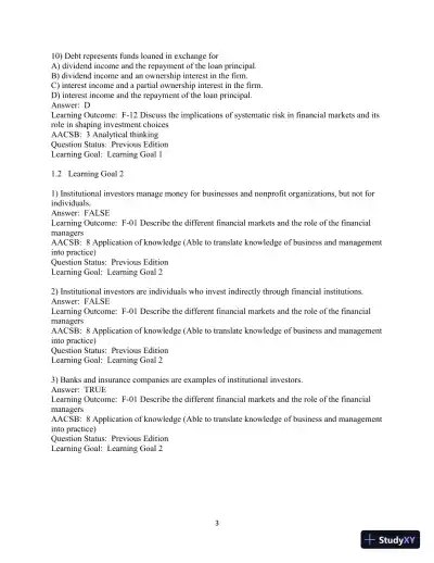 Test Bank For Fundamentals of Investing, 13th Edition - Page 4 preview image