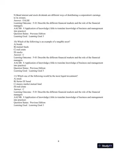 Test Bank For Fundamentals of Investing, 13th Edition - Page 9 preview image