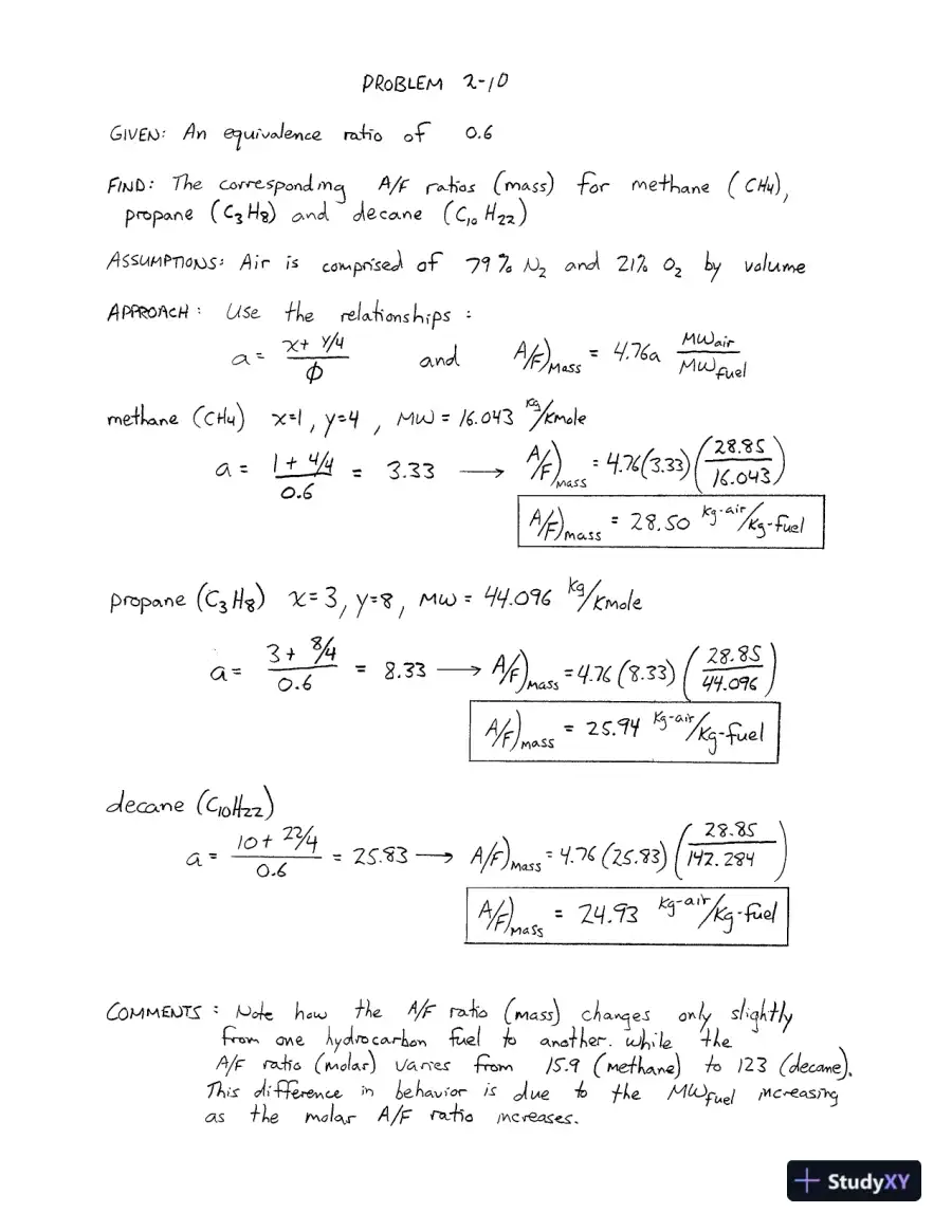 Solution Manual For An Introduction To Combustion: Concepts And Applications, 3rd Edition, page 13
