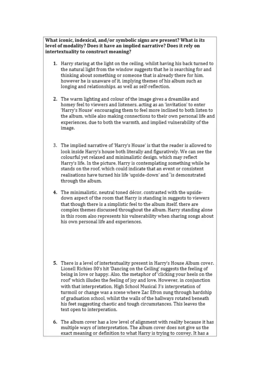 Analysis of Harrys House Album Cover, page 2