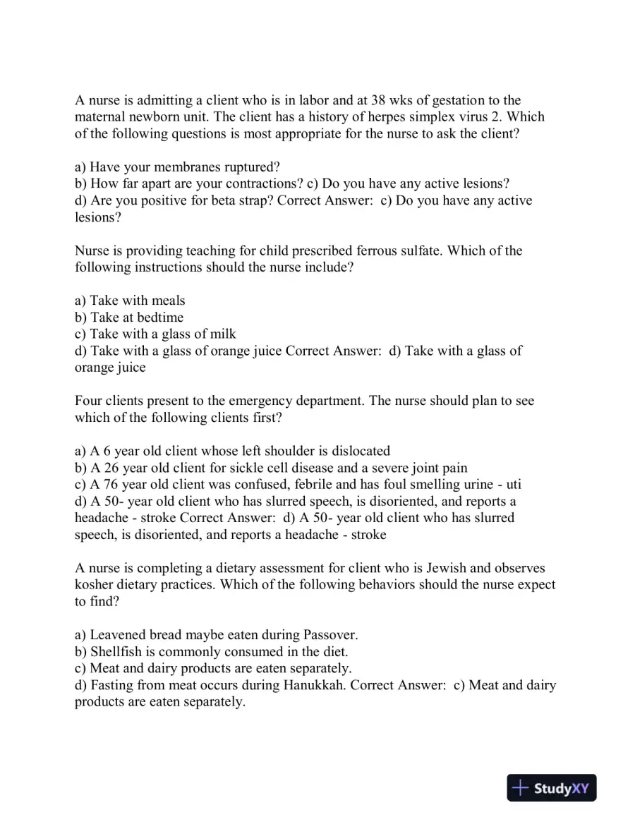 2020 ATI Nursing Comprehensive Final Exam With Answers (152 Solved Questions), page 13