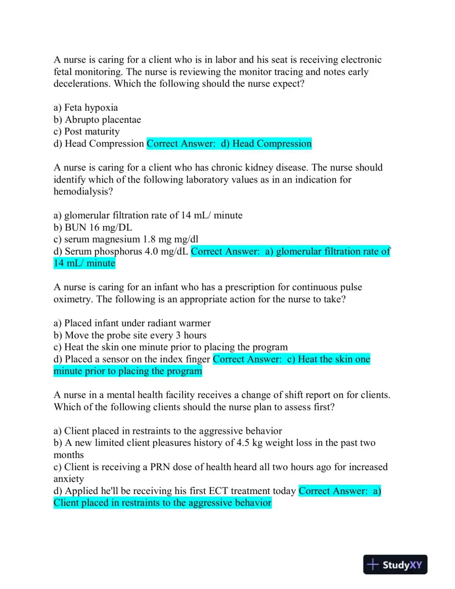 2020 ATI Nursing Comprehensive Final Exam With Answers (152 Solved Questions), page 4