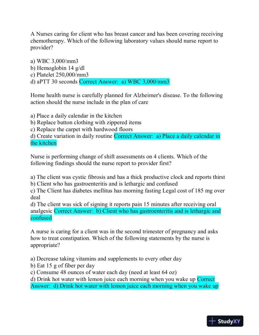 2020 ATI Nursing Comprehensive Final Exam With Answers (152 Solved Questions), page 6