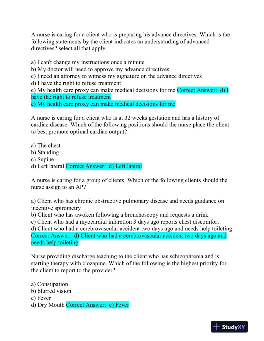 2020 ATI Nursing Comprehensive Final Exam With Answers (152 Solved Questions), page 7