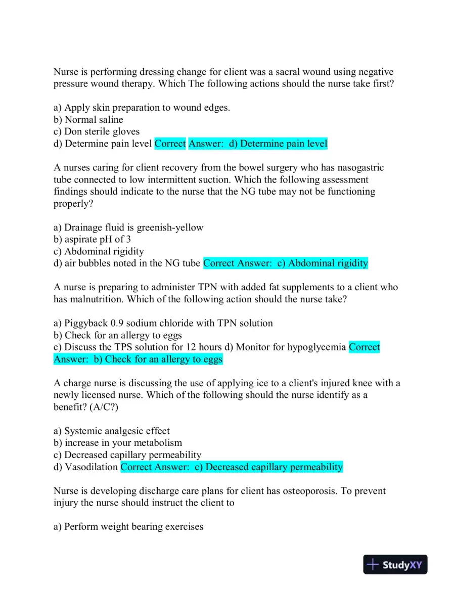2020 ATI Nursing Comprehensive Final Exam With Answers (152 Solved Questions), page 9