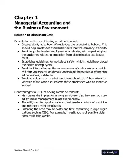 Managerial Accounting Tenth Canadian Edition Solution Manual - Page 1 preview image