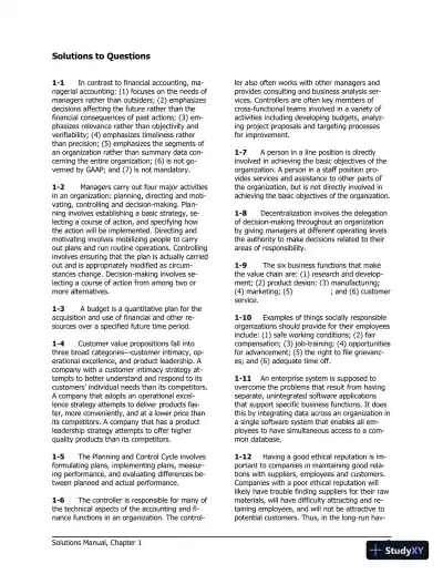 Managerial Accounting Tenth Canadian Edition Solution Manual - Page 4 preview image