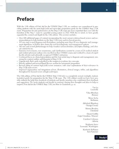 First Aid for the USMLE Step 2 Ck, Eleventh Edition (2022) - Page 11 preview image