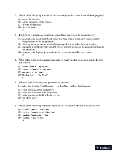 Test Bank for Introduction to Programming Using Visual Basic, 11th Edition - Page 14 preview image