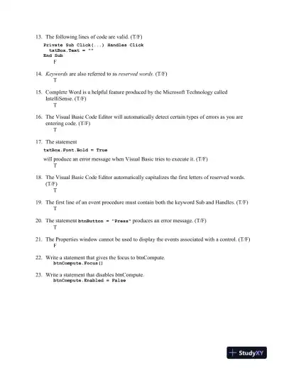 Test Bank for Introduction to Programming Using Visual Basic, 11th Edition - Page 16 preview image