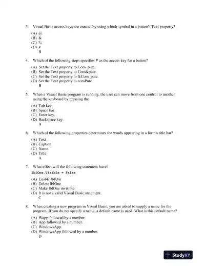 Test Bank for Introduction to Programming Using Visual Basic, 11th Edition - Page 9 preview image