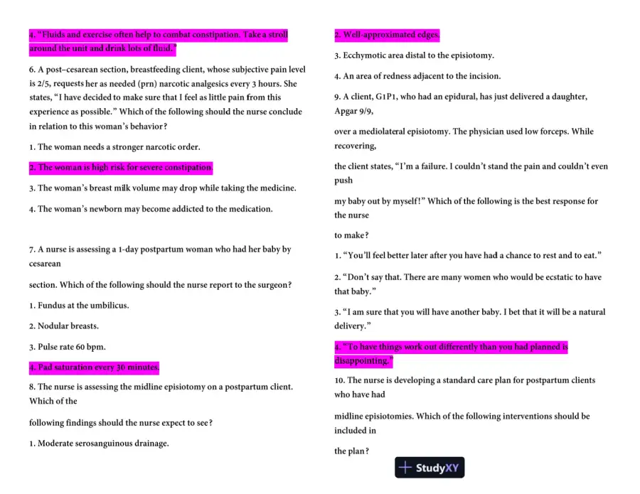 HESI Maternity OB Version 3 With Answers (100 Solved Questions), page 3
