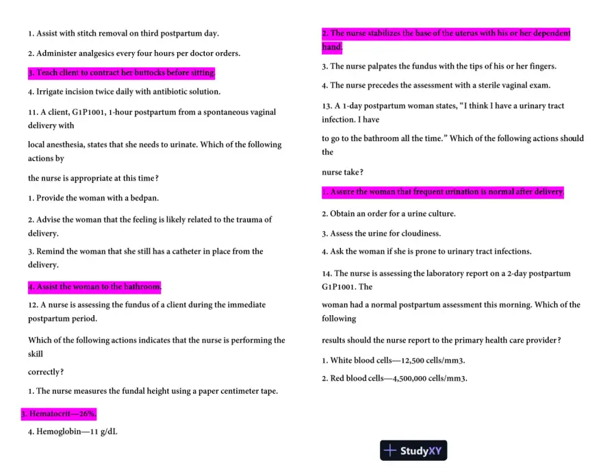 HESI Maternity OB Version 3 With Answers (100 Solved Questions), page 4
