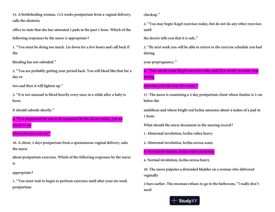 HESI Maternity OB Version 3 With Answers (100 Solved Questions), page 5