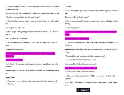 HESI Maternity OB Version 3 With Answers (100 Solved Questions) - Page 5 preview image