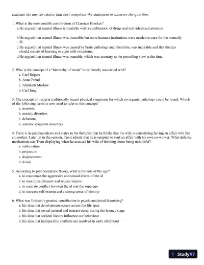 Abnormal Psychology: An Integrative Approach 5th Edition Test Bank - Page 1 preview image
