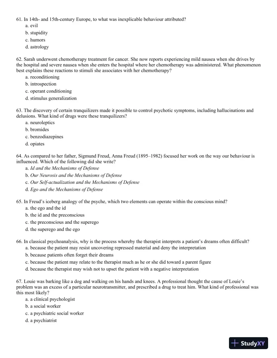 Abnormal Psychology: An Integrative Approach 5th Edition Test Bank, page 11
