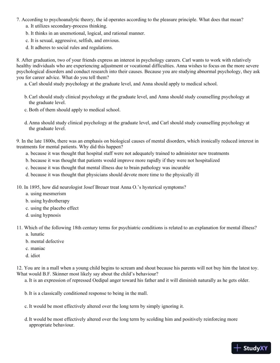 Abnormal Psychology: An Integrative Approach 5th Edition Test Bank, page 3