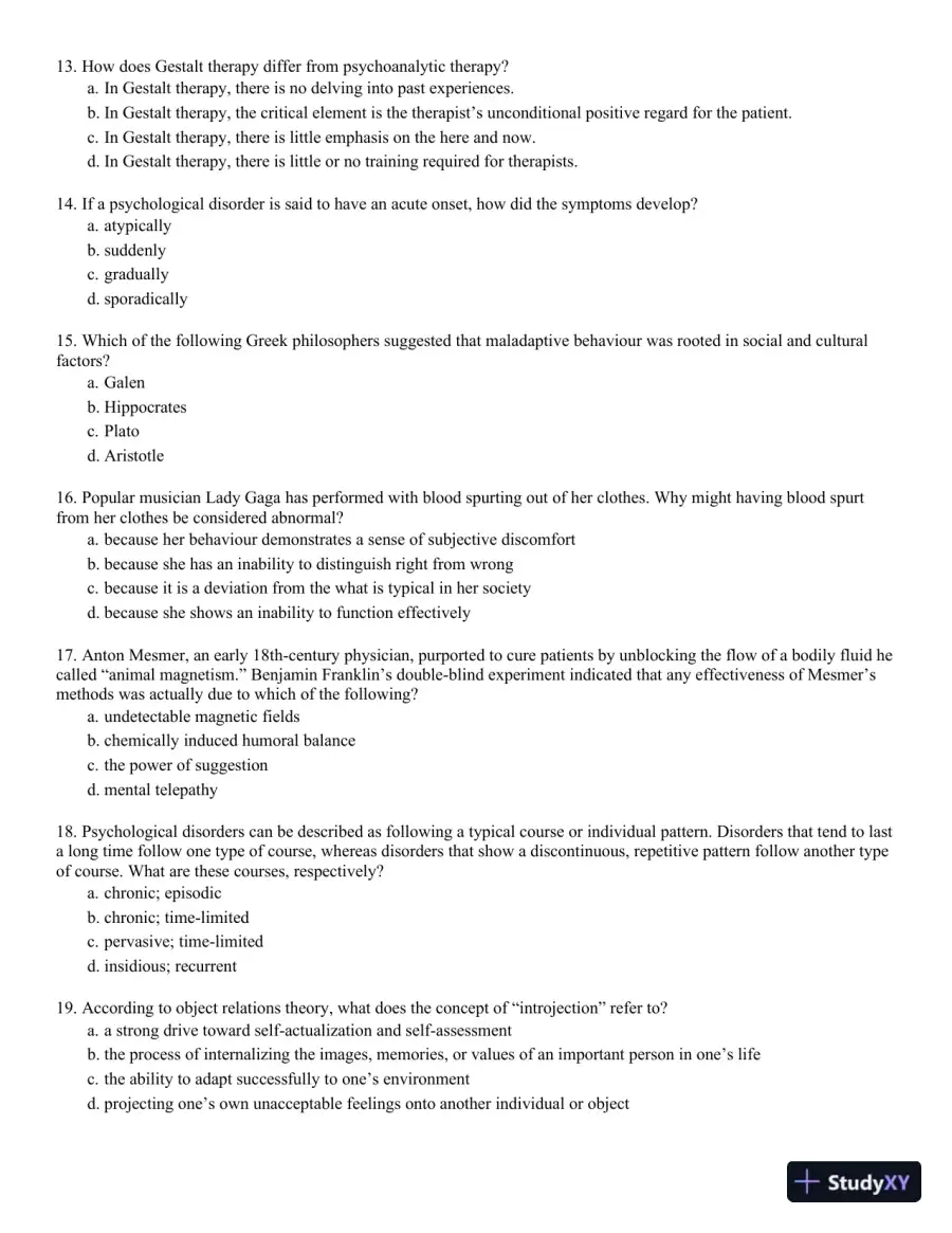 Abnormal Psychology: An Integrative Approach 5th Edition Test Bank, page 4