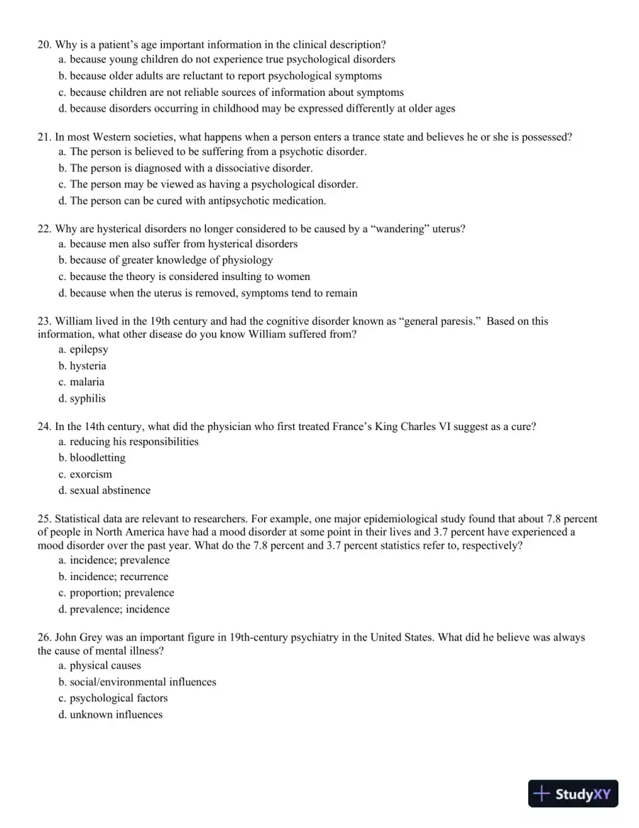Abnormal Psychology: An Integrative Approach 5th Edition Test Bank, page 5