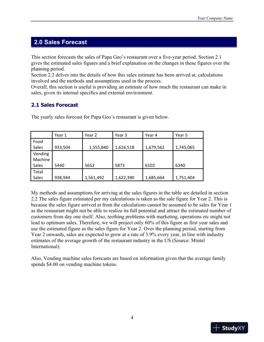 Papa Geo�s � Restaurant Budget Proposal For 2012-2017 DeVry University, page 5