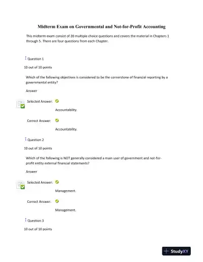 Midterm Exam on Governmental and Not-for-Profit Accounting - Page 1 preview image