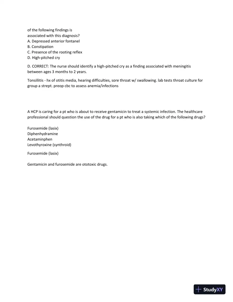 2024-2025 ATI Peds Proctored Study Practice Exam with Answers (90 Solved Questions), page 10