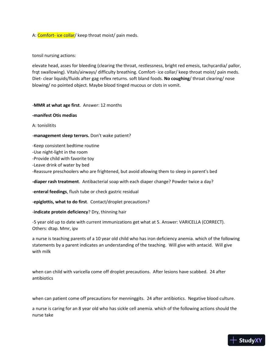 2024-2025 ATI Peds Proctored Study Practice Exam with Answers (90 Solved Questions), page 4