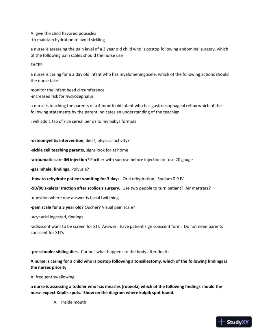 2024-2025 ATI Peds Proctored Study Practice Exam with Answers (90 Solved Questions), page 5