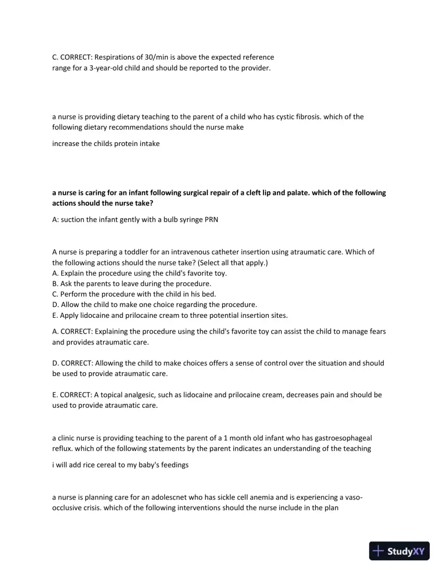 2024-2025 ATI Peds Proctored Study Practice Exam with Answers (90 Solved Questions), page 7