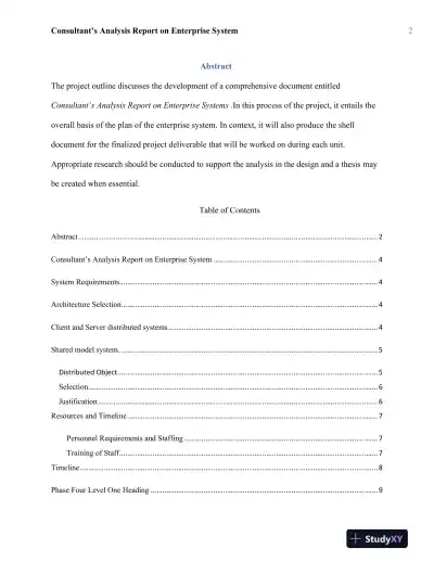 Consultant�s Analysis Report on Enterprise System: IT401-1501A-02 Information Technology Architectures - Page 3 preview image