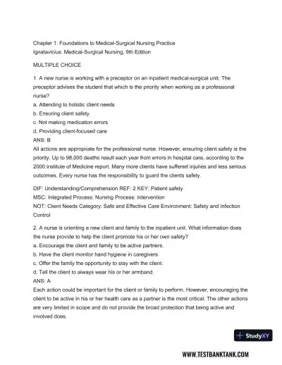 Medical-Surgical Nursing: Concepts for Interprofessional Collaborative Care, 2-Volume Set 9th Edition Test Bank - Page 1 preview image